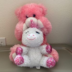 BABW /Build-A-Bear HOT PINK BEAR & SPARKLY UNICORN